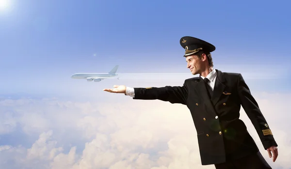 Image of pilot touching air — Stock Photo, Image