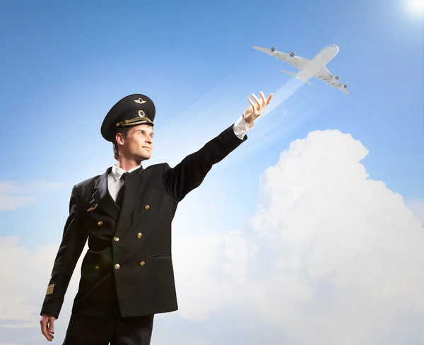 Image of pilot touching air — Stock Photo, Image
