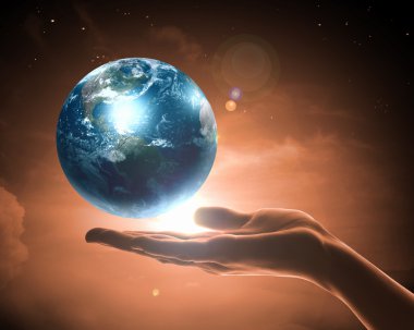 yandan dünya gezegenin görüntüsünü