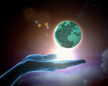 yandan dünya gezegenin görüntüsünü