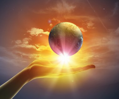 yandan dünya gezegenin görüntüsünü