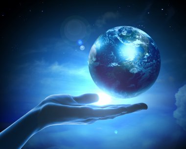 yandan dünya gezegenin görüntüsünü