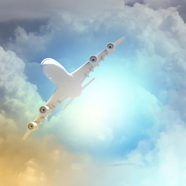 Bild eines Flugzeugs am Himmel — Stockfoto