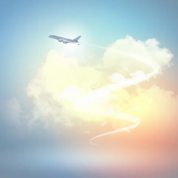 Obrázek letadla v nebi — Stock fotografie