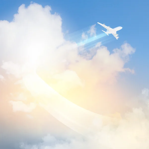 Image of airplane in sky — Stock Photo, Image