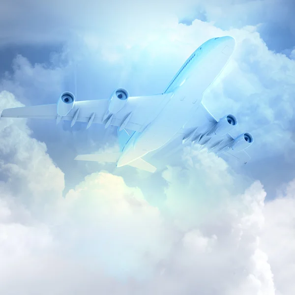 Image of airplane in sky — Stock Photo, Image