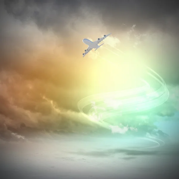 Kép a repülőgép az égen — Stock Fotó