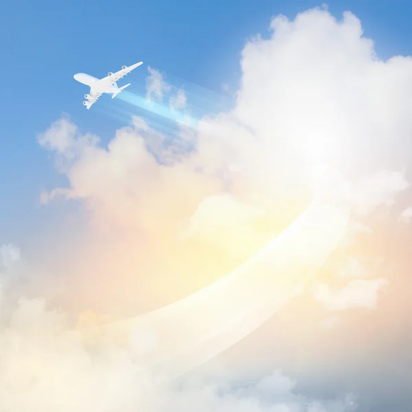 Image of airplane in sky — Stock Photo, Image