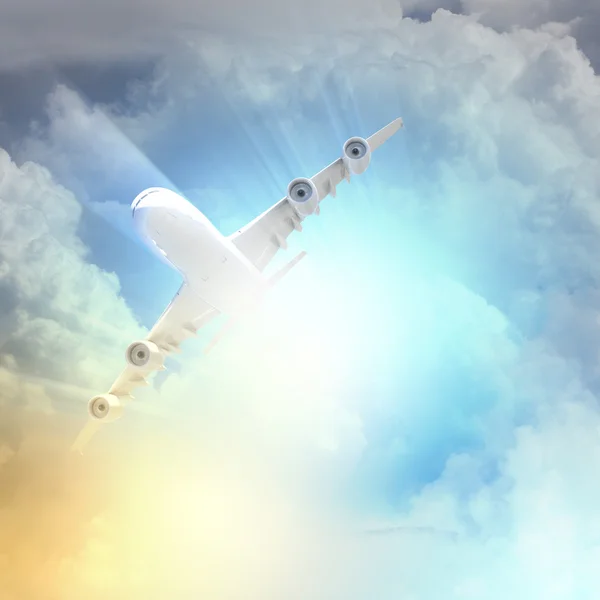Image of airplane in sky — Stock Photo, Image