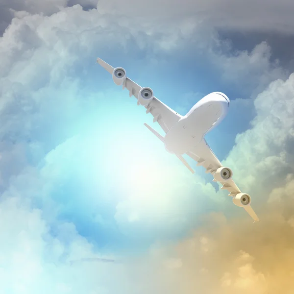 Image of airplane in sky — Stock Photo, Image