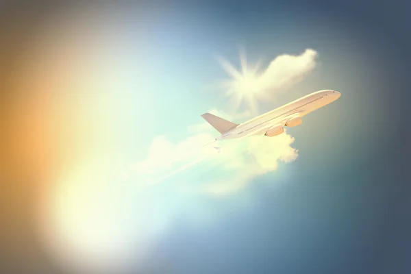 Image of airplane in sky — Stock Photo, Image