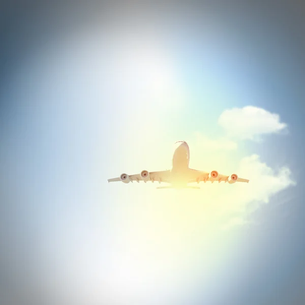 Image of airplane in sky — Stock Photo, Image