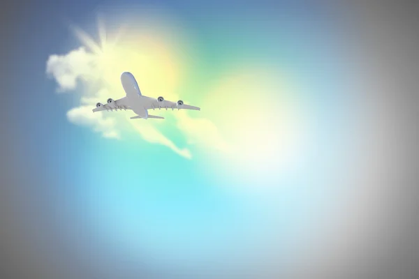 Image of airplane in sky — Stock Photo, Image