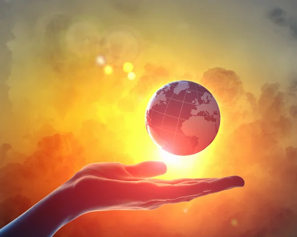 Image of earth planet on hand — Stock Photo, Image