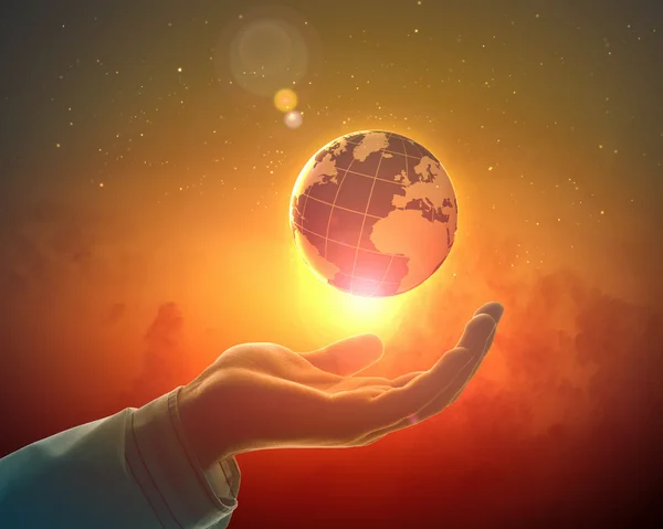 Image of earth planet on hand — Stock Photo, Image