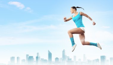 Spor kadının jumping resim