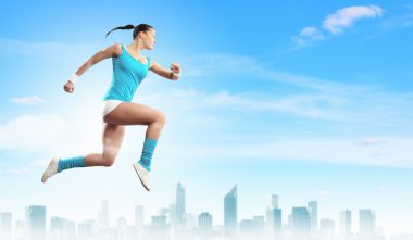 Spor kadının jumping resim