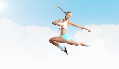 Spor kadının jumping resim