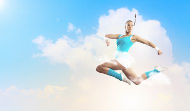Spor kadının jumping resim