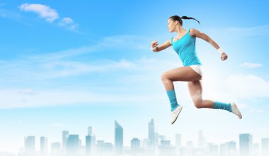Spor kadının jumping resim