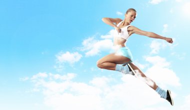 Spor kadının jumping resim