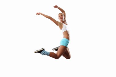Spor kadının jumping resim