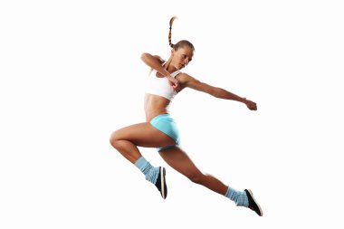 Spor kadının jumping resim