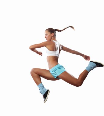 Spor kadının jumping resim