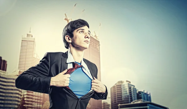 Young superhero businessman — Stock Photo, Image