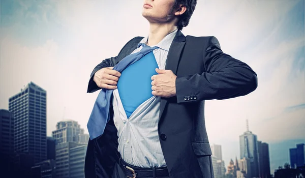 Superbohater młody biznesmen — Zdjęcie stockowe