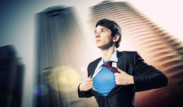 Young superhero businessman — Stock Photo, Image