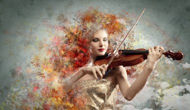 Gorgeous woman playing on violin clipart
