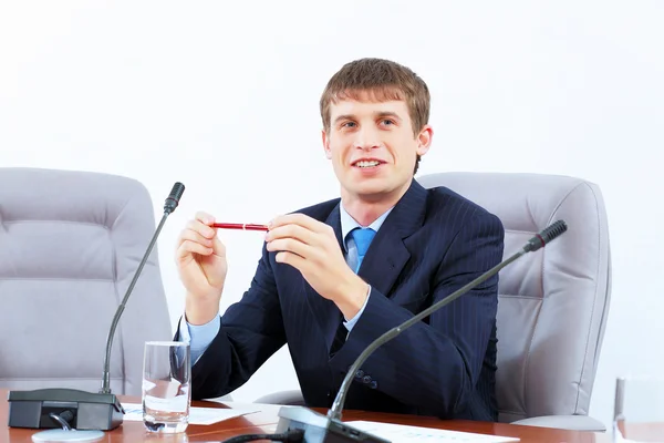 Uomo d'affari all'incontro — Foto Stock