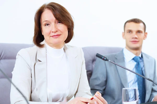 Two businesspeople at meeting — Stock Photo, Image