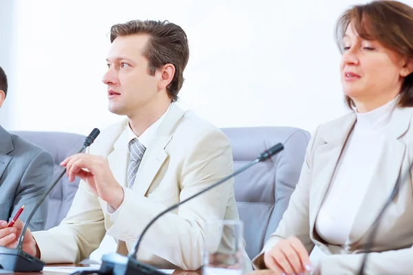 Three businesspeople at meeting — Stock Photo, Image