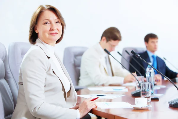 Three businesspeople at meeting — Stock Photo, Image