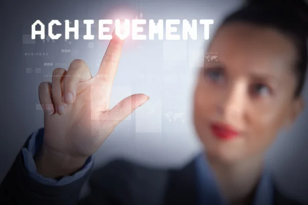 Business woman touching display — Stock Photo, Image