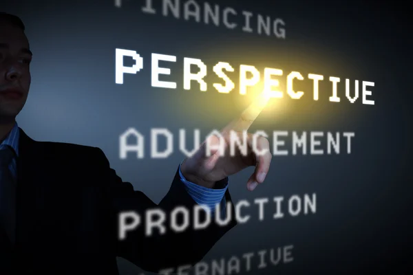 Business man touching display — Stock Photo, Image