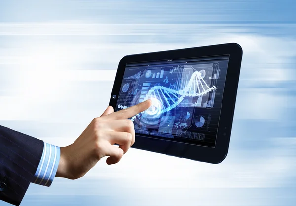 Dna strand On The Tablet Screen — Stock Photo, Image