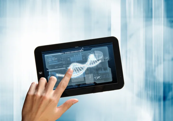 Dna strand On The Tablet Screen — Stock Photo, Image