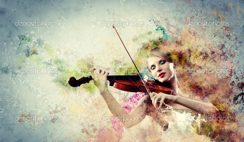 Gorgeous woman playing on violin — Stock Photo © SergeyNivens #21248483