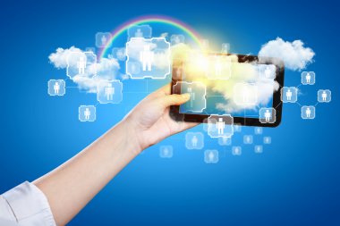 insan elinden tutarak ipad closeup