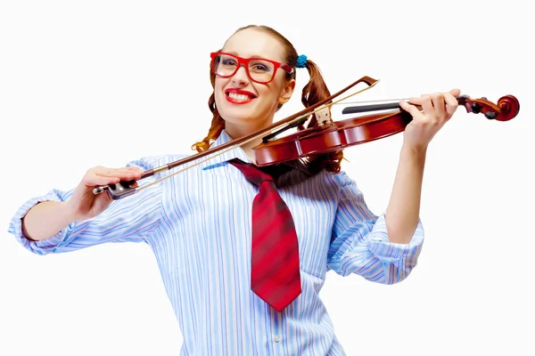 Mujer joven violinista — Foto de Stock