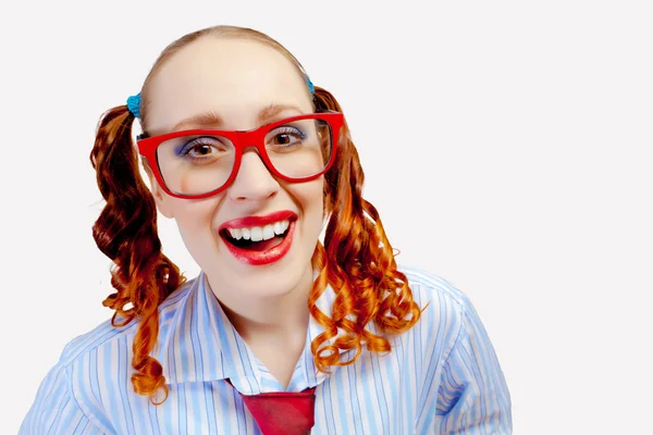 Teenager girl in red glasses — Stock Photo, Image