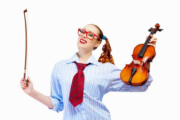 Jonge vrouw violist — Stockfoto