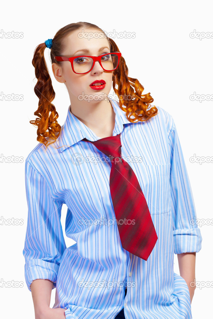 Retro talking dirty glasses pigtails
