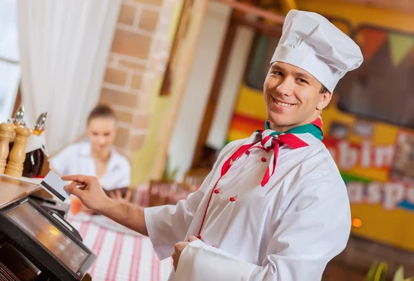 Chef at cafe — Stock Photo, Image