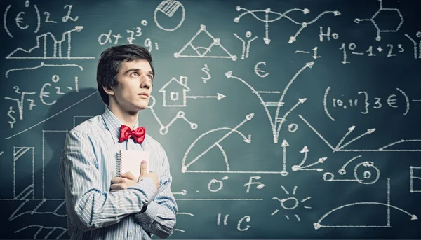 Thoughtful student with notebook — Stock Photo, Image