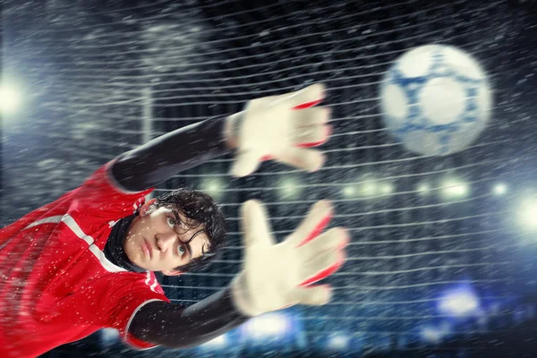 stock image Goalkeeper catches the ball