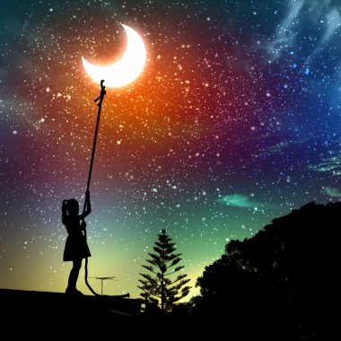 küçük kız çekerek moon